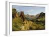 Valley in the Auvergne Mountains, 1830 (Oil on Paper Mounted on Canvas)-Theodore Rousseau-Framed Giclee Print