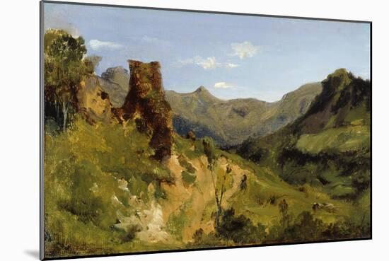 Valley in the Auvergne Mountains, 1830 (Oil on Paper Mounted on Canvas)-Theodore Rousseau-Mounted Giclee Print