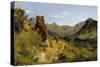 Valley in the Auvergne Mountains, 1830 (Oil on Paper Mounted on Canvas)-Theodore Rousseau-Stretched Canvas