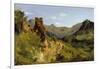 Valley in the Auvergne Mountains, 1830 (Oil on Paper Mounted on Canvas)-Theodore Rousseau-Framed Giclee Print