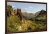 Valley in the Auvergne Mountains, 1830 (Oil on Paper Mounted on Canvas)-Theodore Rousseau-Framed Giclee Print