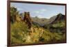 Valley in the Auvergne Mountains, 1830 (Oil on Paper Mounted on Canvas)-Theodore Rousseau-Framed Giclee Print