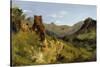 Valley in the Auvergne Mountains, 1830 (Oil on Paper Mounted on Canvas)-Theodore Rousseau-Stretched Canvas