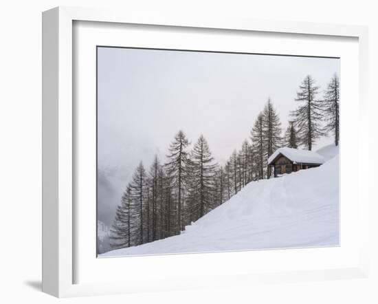 Valley Lesachtal During Winter, Mountain Huts in Deep Snow. Austria-Martin Zwick-Framed Photographic Print