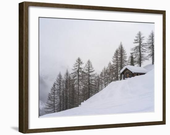 Valley Lesachtal During Winter, Mountain Huts in Deep Snow. Austria-Martin Zwick-Framed Photographic Print