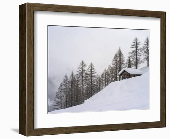 Valley Lesachtal During Winter, Mountain Huts in Deep Snow. Austria-Martin Zwick-Framed Photographic Print