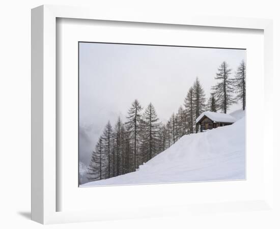 Valley Lesachtal During Winter, Mountain Huts in Deep Snow. Austria-Martin Zwick-Framed Photographic Print