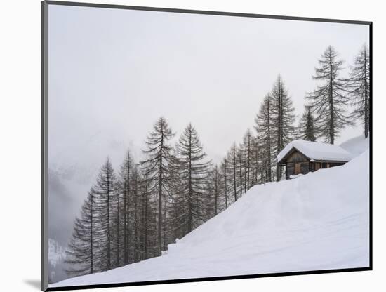 Valley Lesachtal During Winter, Mountain Huts in Deep Snow. Austria-Martin Zwick-Mounted Photographic Print