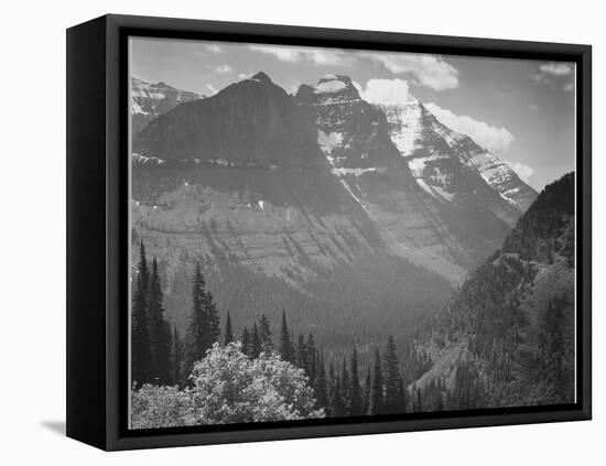 Valley Snow Covered Mountains In Background "In Glacier National Park" Montana. 1933-1942-Ansel Adams-Framed Stretched Canvas
