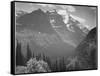 Valley Snow Covered Mountains In Background "In Glacier National Park" Montana. 1933-1942-Ansel Adams-Framed Stretched Canvas