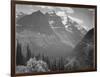 Valley Snow Covered Mountains In Background "In Glacier National Park" Montana. 1933-1942-Ansel Adams-Framed Art Print