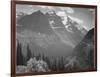 Valley Snow Covered Mountains In Background "In Glacier National Park" Montana. 1933-1942-Ansel Adams-Framed Art Print