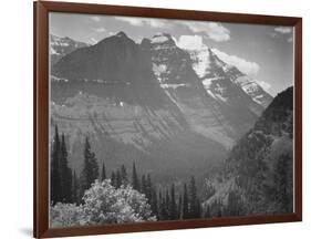 Valley Snow Covered Mountains In Background "In Glacier National Park" Montana. 1933-1942-Ansel Adams-Framed Art Print