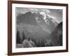 Valley Snow Covered Mountains In Background "In Glacier National Park" Montana. 1933-1942-Ansel Adams-Framed Art Print