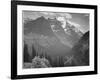 Valley Snow Covered Mountains In Background "In Glacier National Park" Montana. 1933-1942-Ansel Adams-Framed Art Print