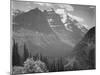 Valley Snow Covered Mountains In Background "In Glacier National Park" Montana. 1933-1942-Ansel Adams-Mounted Art Print