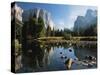 Valley View of El Capitan, Cathedral Rock, Merced River in Yosemite National Park, California, USA-Dee Ann Pederson-Stretched Canvas