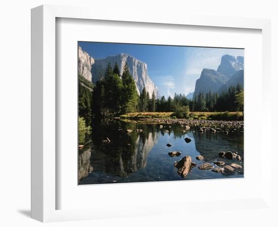 Valley View of El Capitan, Cathedral Rock, Merced River in Yosemite National Park, California, USA-Dee Ann Pederson-Framed Photographic Print