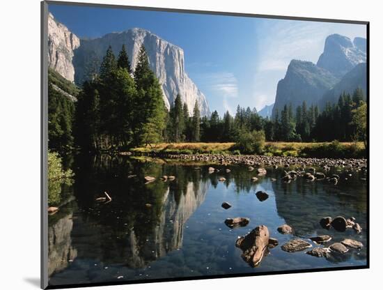 Valley View of El Capitan, Cathedral Rock, Merced River in Yosemite National Park, California, USA-Dee Ann Pederson-Mounted Photographic Print