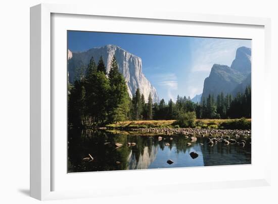 Valley View of El Capitan, Cathedral Rock, Merced River in Yosemite National Park, California, USA-Dee Ann Pederson-Framed Photographic Print