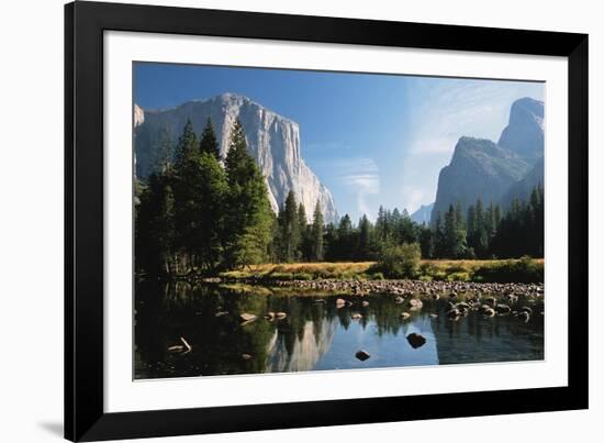 Valley View of El Capitan, Cathedral Rock, Merced River in Yosemite National Park, California, USA-Dee Ann Pederson-Framed Photographic Print