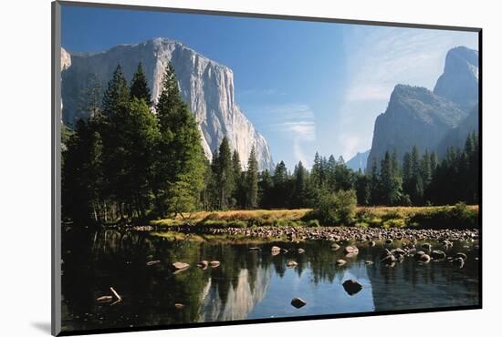 Valley View of El Capitan, Cathedral Rock, Merced River in Yosemite National Park, California, USA-Dee Ann Pederson-Mounted Photographic Print