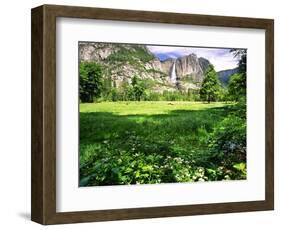 Valley View Of The Yosemite Fall, California-George Oze-Framed Photographic Print