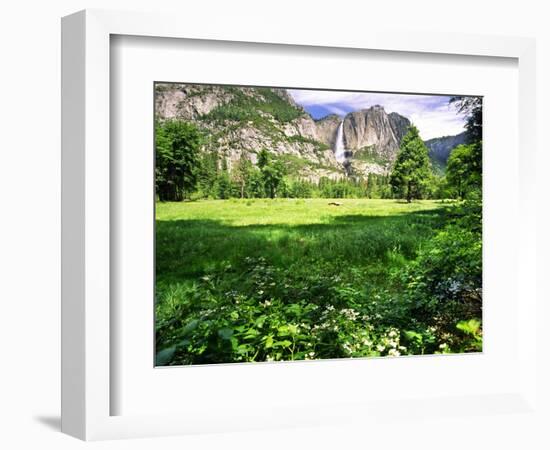 Valley View Of The Yosemite Fall, California-George Oze-Framed Photographic Print