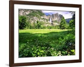 Valley View Of The Yosemite Fall, California-George Oze-Framed Photographic Print