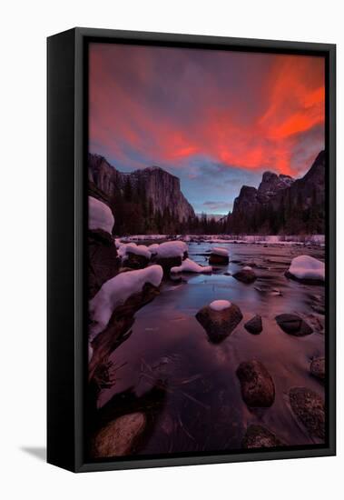 Valley View Sunset and The Red Veil, Yosemite National Park-Vincent James-Framed Stretched Canvas