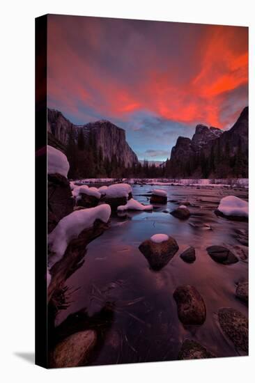 Valley View Sunset and The Red Veil, Yosemite National Park-Vincent James-Stretched Canvas