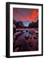 Valley View Sunset and The Red Veil, Yosemite National Park-Vincent James-Framed Photographic Print