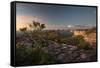 Valleys Below Pai Inacio in Chapada Diamantina National Park in Bahia State at Sunset-Alex Saberi-Framed Stretched Canvas