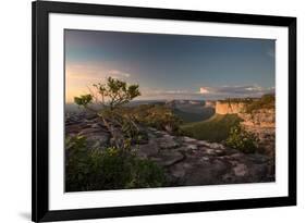 Valleys Below Pai Inacio in Chapada Diamantina National Park in Bahia State at Sunset-Alex Saberi-Framed Photographic Print