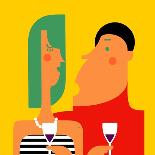 Couple Talking and Drinking Wine at a Party-ValoValo-Art Print