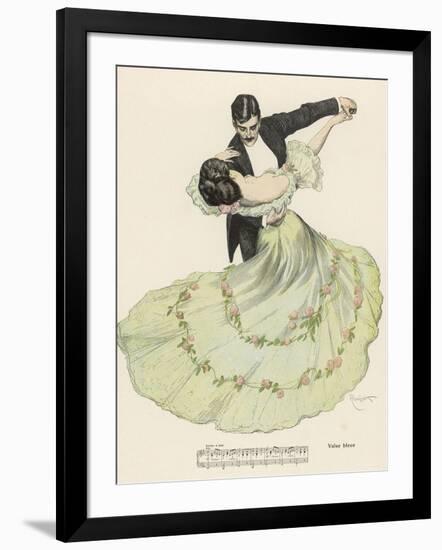 Valse Bleue, Her Wide Skirt Swirls Gracefully as Her Partner Leads Her Through a Passionate Waltz-Ferdinand Von Reznicek-Framed Photographic Print