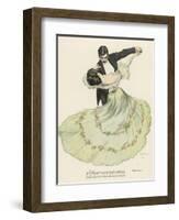 Valse Bleue, Her Wide Skirt Swirls Gracefully as Her Partner Leads Her Through a Passionate Waltz-Ferdinand Von Reznicek-Framed Photographic Print