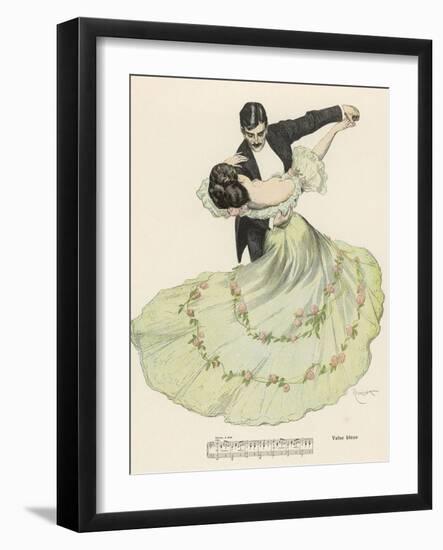 Valse Bleue, Her Wide Skirt Swirls Gracefully as Her Partner Leads Her Through a Passionate Waltz-Ferdinand Von Reznicek-Framed Photographic Print