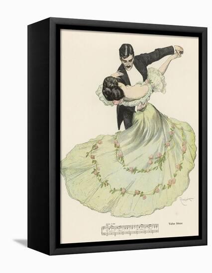 Valse Bleue, Her Wide Skirt Swirls Gracefully as Her Partner Leads Her Through a Passionate Waltz-Ferdinand Von Reznicek-Framed Stretched Canvas