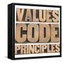 Values, Code, Principles Words-PixelsAway-Framed Stretched Canvas