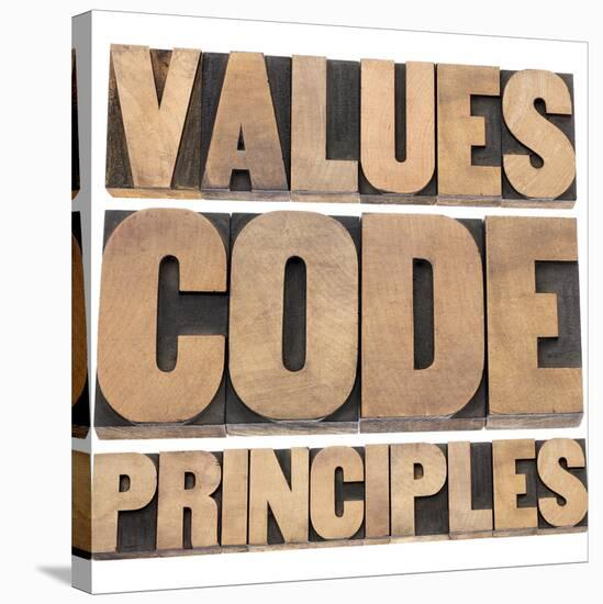 Values, Code, Principles Words-PixelsAway-Stretched Canvas