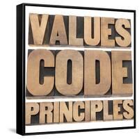 Values, Code, Principles Words-PixelsAway-Framed Stretched Canvas