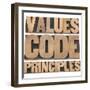 Values, Code, Principles Words-PixelsAway-Framed Premium Giclee Print