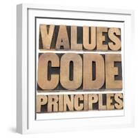 Values, Code, Principles Words-PixelsAway-Framed Premium Giclee Print