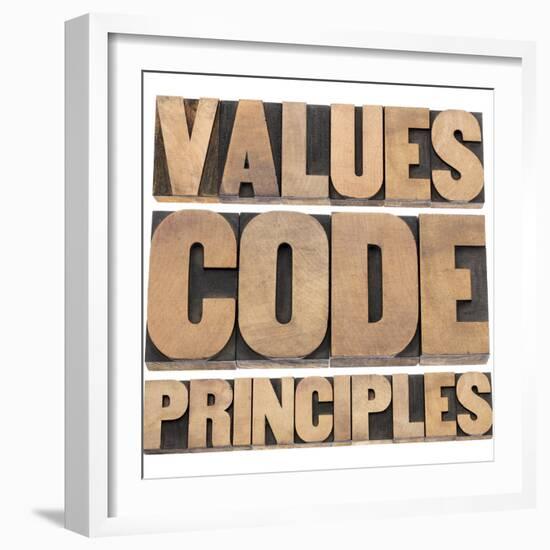 Values, Code, Principles Words-PixelsAway-Framed Premium Giclee Print