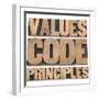 Values, Code, Principles Words-PixelsAway-Framed Premium Giclee Print