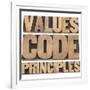 Values, Code, Principles Words-PixelsAway-Framed Premium Giclee Print