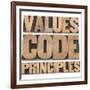 Values, Code, Principles Words-PixelsAway-Framed Premium Giclee Print