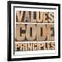 Values, Code, Principles Words-PixelsAway-Framed Premium Giclee Print