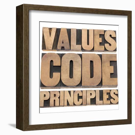 Values, Code, Principles Words-PixelsAway-Framed Art Print